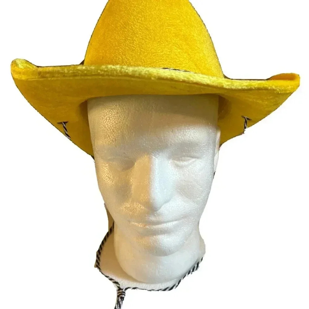 NEW Yellowstone Rancher Cowboy Hat Costume Yellow / Gold Velour- Adult OS - Picture 2 of 5
